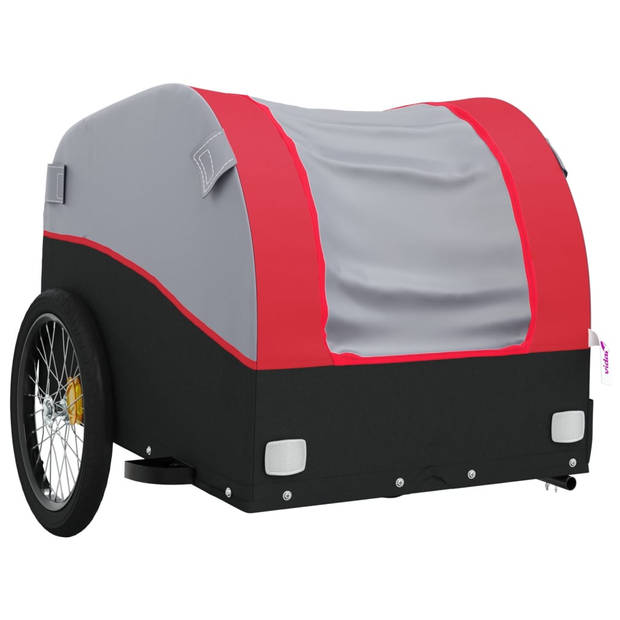 vidaXL Fietstrailer 30 kg ijzer zwart en rood