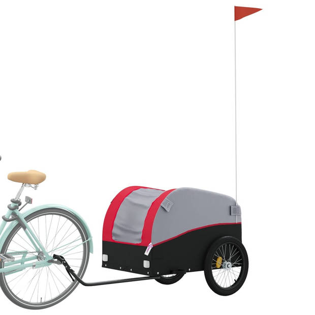 vidaXL Fietstrailer 45 kg ijzer zwart en rood