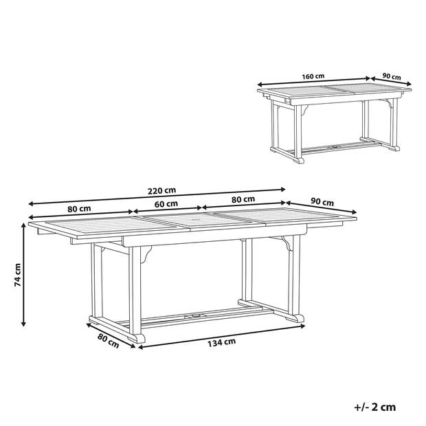 Beliani AMANTEA - Verlengbare tafel-Donkere houtkleur-Acaciahout