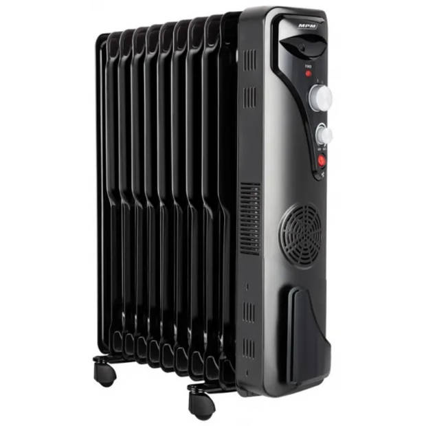 MPM - Oliegevulde Verrijdbare Elektrische Radiator - Kachel - Heater Mobiel door Wieltjes - Ingebouwde 400W Kachelventil