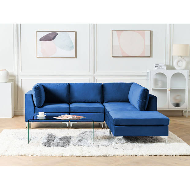 Beliani EVJA - Modulaire Sofa-Blauw-Fluweel