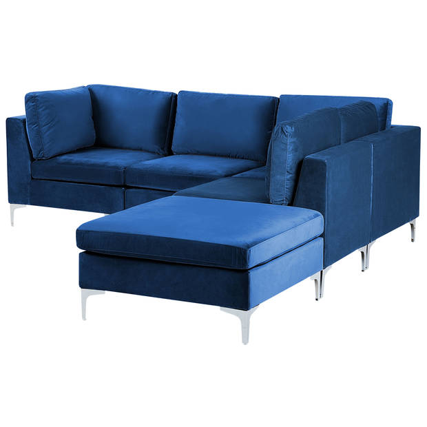 Beliani EVJA - Modulaire Sofa-Blauw-Fluweel