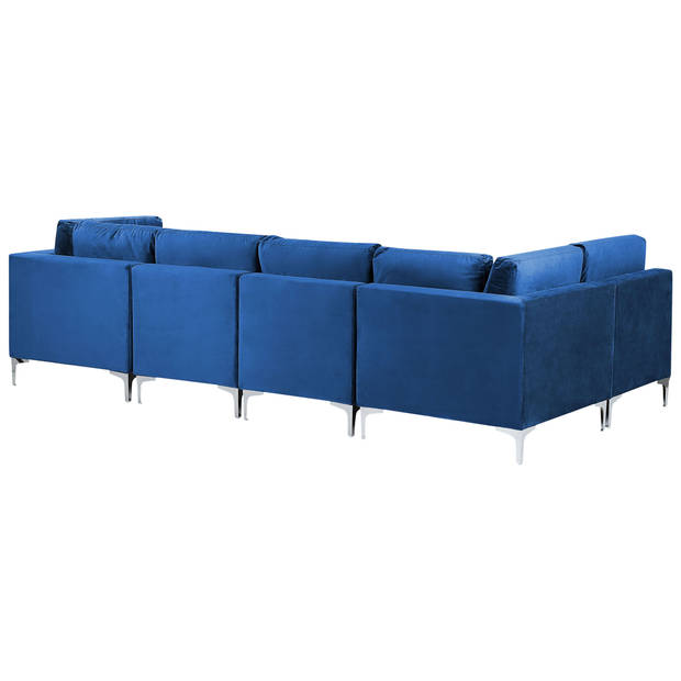 Beliani EVJA - U-vormige bank-Blauw-Fluweel