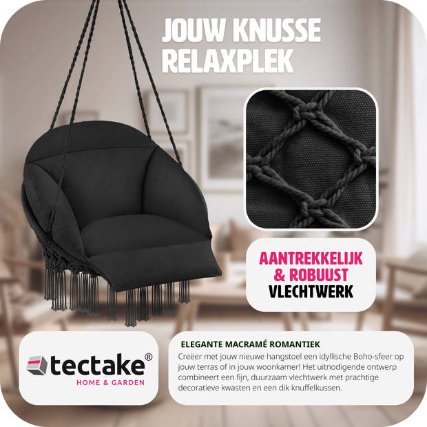 tectake® - Comfortabele Hangstoel Samira - zwart - 404877