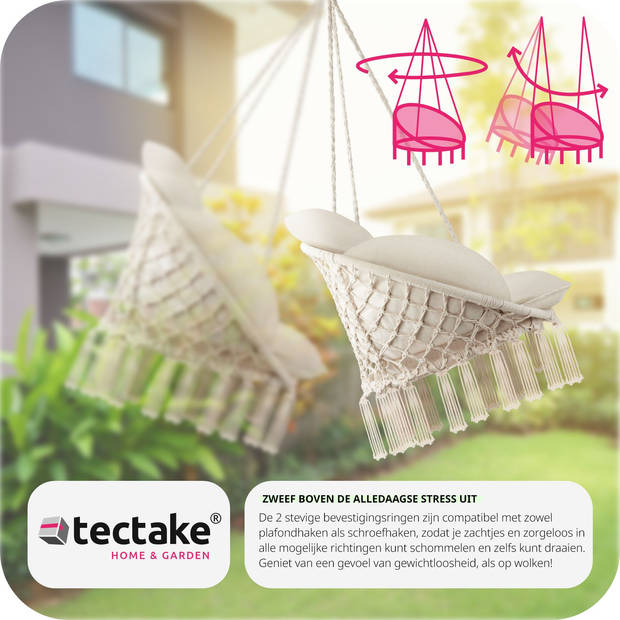 tectake® - Comfortabele Hangstoel Samira - beige - 404879