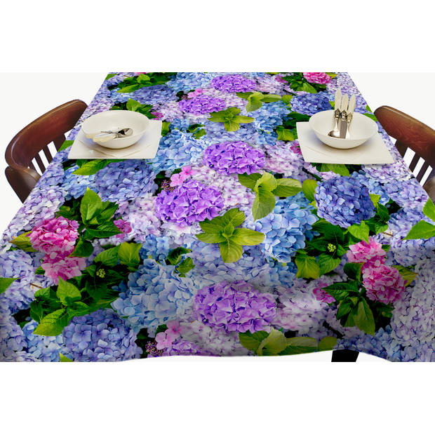 Wicotex-Tafelzeil Bloemen Hortensia 140x240cm-Tafelkleed Afneembaar-Afwasbaar