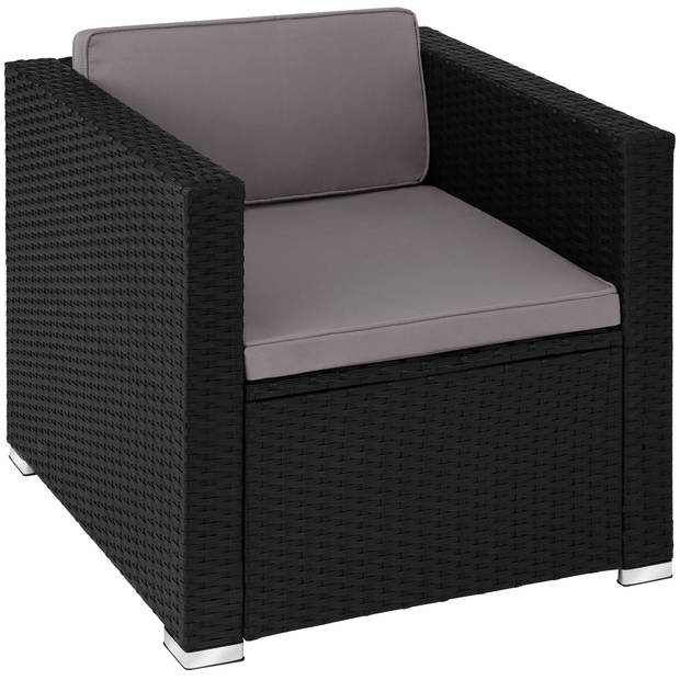 tectake® - Wicker loungeset Lignano met 2 fauteuils - zwart