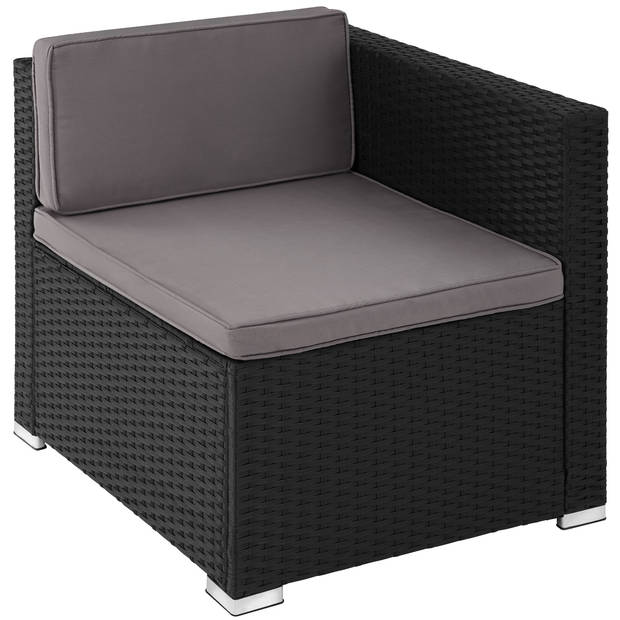 tectake® - Wicker loungeset Lignano met fauteuil - zwart