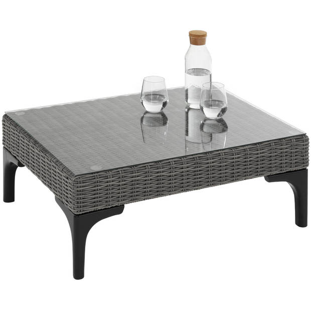 tectake® - Wicker loungeset Konstanza met aluminium frame - grijs - 404794