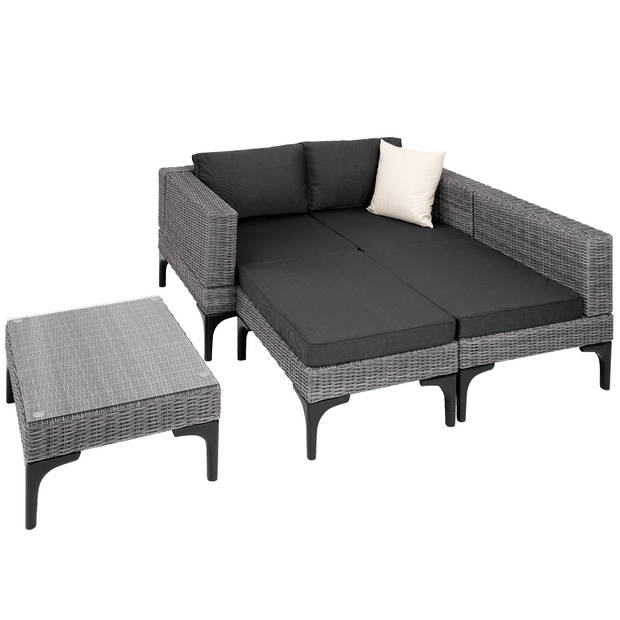 tectake® - Wicker loungeset Konstanza met aluminium frame - grijs - 404794