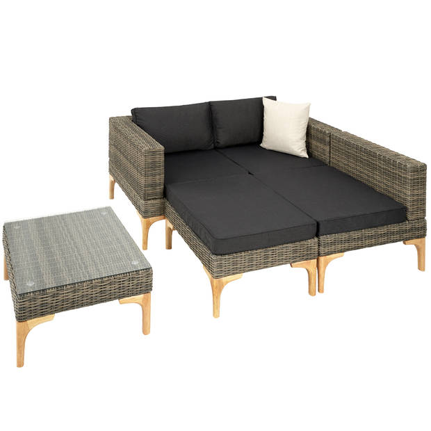 tectake® - Wicker lounge Konstanza met aluminium frame - natuurkleur - 404795