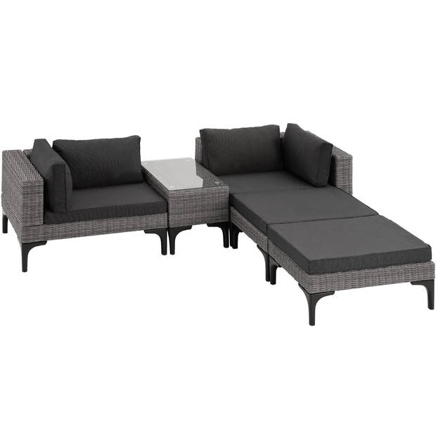 tectake® - Wicker lounge ligbedden tuinset Bellaria - aluminium frame - grijs - 404796