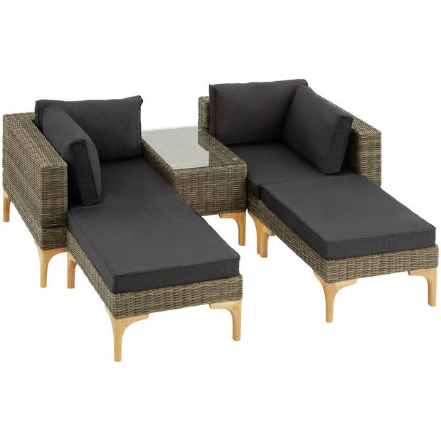 tectake® - Wicker lounge Bellaria met aluminium frame - natuur - 404797