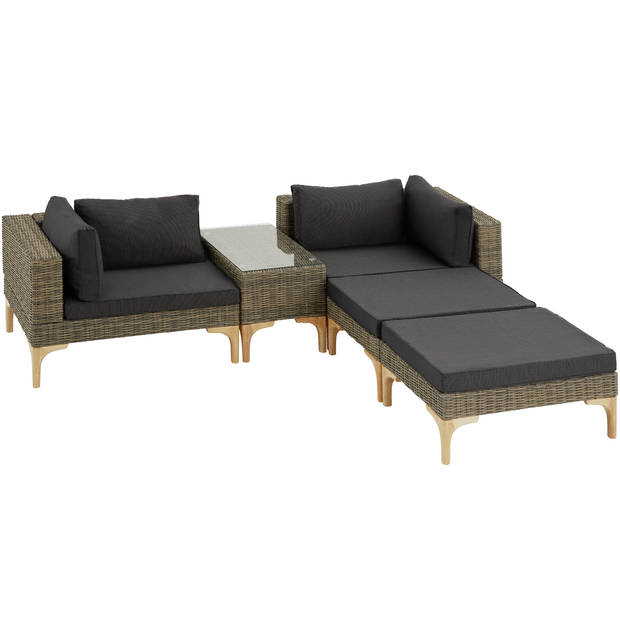 tectake® - Wicker lounge Bellaria met aluminium frame - natuur - 404797