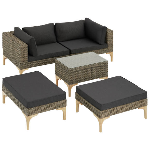 tectake® - Wicker lounge Bellaria met aluminium frame - natuur - 404797