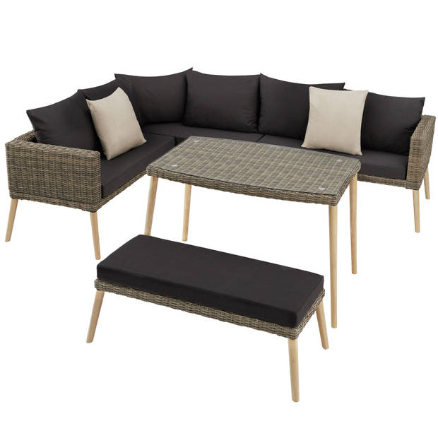 tectake® - Wicker lounge Pula met aluminium frame - natuur - 404793