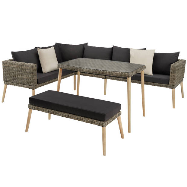 tectake® - Wicker lounge Pula met aluminium frame - natuur - 404793