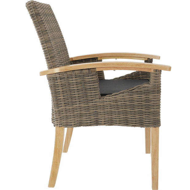 tectake® - Wicker tafel Foggia met 8 tuinstoelen Rosarno - natuurkleur - 404862