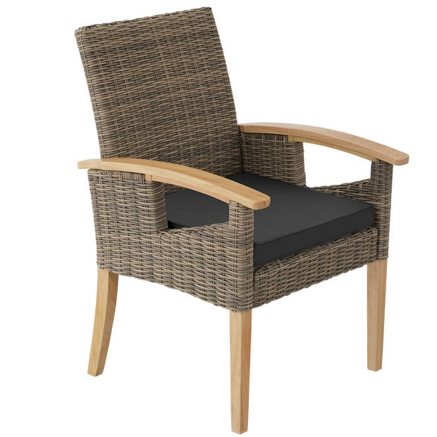 tectake® - Wicker tafel Tarent met 4 stoelen Rosarno - natuur - 404858