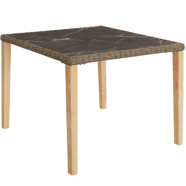 tectake® - Wicker tafel Tarent met 4 stoelen Rosarno - natuur - 404858