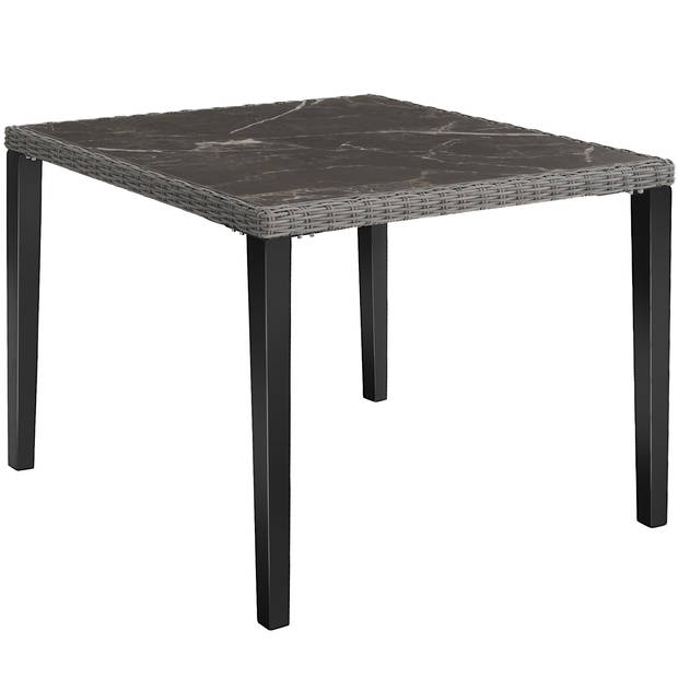 tectake® - Wicker tafel Tarent met 4 stoelen Rosarno - grijs - 404857