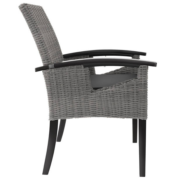 tectake® - Wicker tafel Foggia met 6 stoelen tuinstoelen Rosarno - tuinset - grijs - 404859