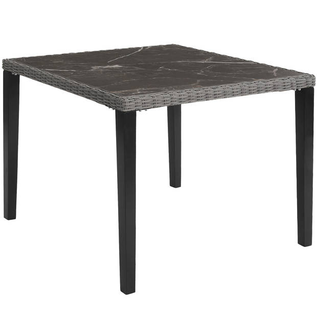 tectake® - Wicker tafel Tarent 93,5x93,5x75cm - grijs
