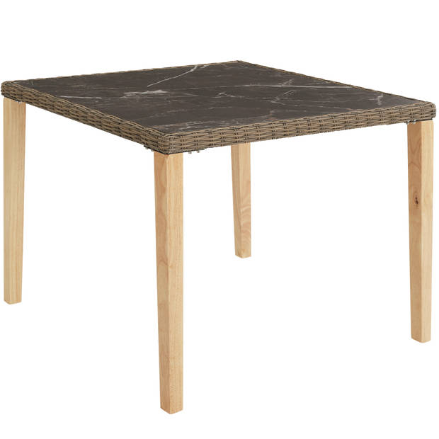 tectake® - Wicker tafel Tarent 93,5x93,5x75cm - natuur