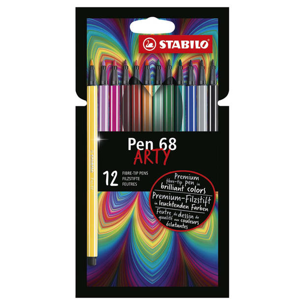 STABILO Pen 68 - Premium Viltstift - ARTY Etui 12 Verschillende Kleuren