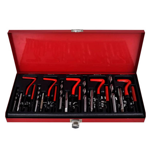 The Living Store Schroefdraad Reparatieset - 131 stuks - HSS tap en boor - Insteeksleutels - Opbergtas - M5 - M6 - M8