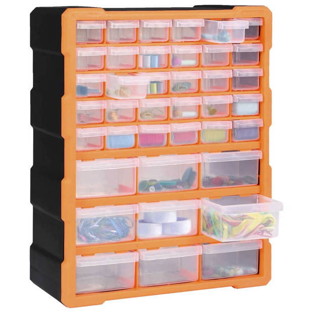 The Living Store Opberger - 39 lades - veelzijdige organiser - 38x16x47 cm - transparante kunststof lades - montage aan