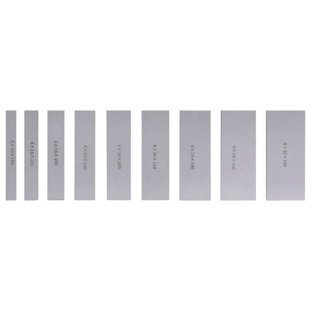 The Living Store Parallelplaatjes - - Meetgereedschap - 100 mm - Hard stalen plaatjes met reliëfopdruk - Zilver -