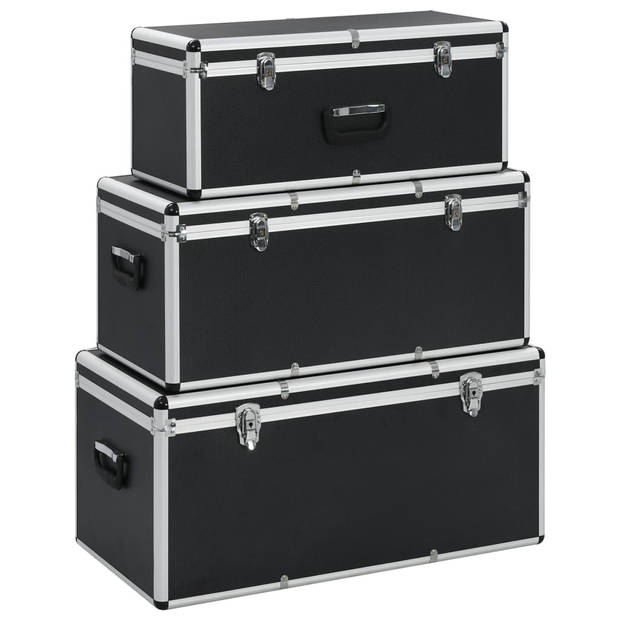 The Living Store Transportkoffers - Hout - ABS en aluminium - Set van 3 - Afmetingen 76 x 40 x 36 cm - 71 x 35 x 32