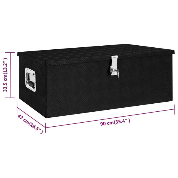 vidaXL Opbergbox 90x47x33,5 cm aluminium zwart