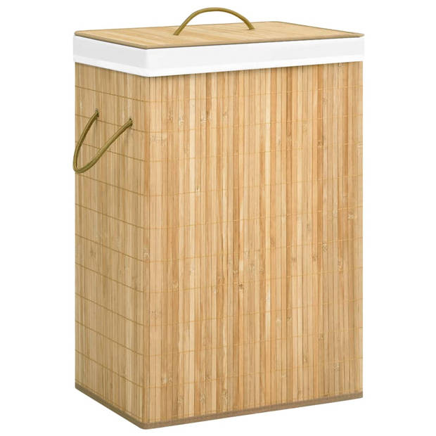 The Living Store Bamboe Wasmand - 40 x 30 x 60 cm - Uitneembare voering - Opvouwbaar