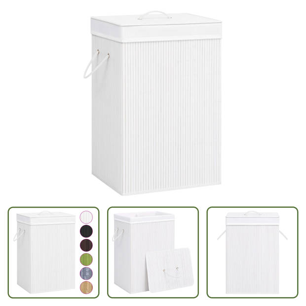 The Living Store Bamboe Wasmand Rechthoekig - 40 x 30 x 60 cm - 72L