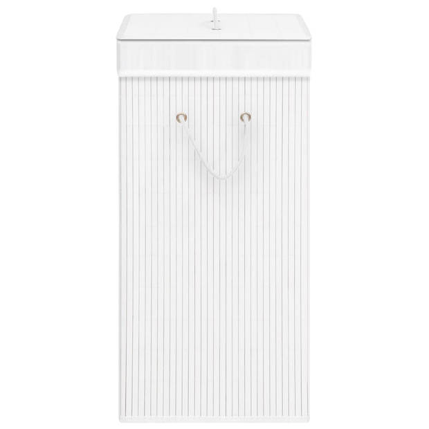 The Living Store Bamboe Wasmand - Rechthoekig - 40 x 30 x 60 cm - Wit