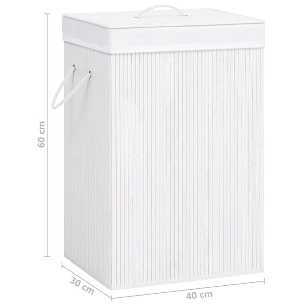 The Living Store Bamboe Wasmand - Rechthoekig - 40 x 30 x 60 cm - Wit