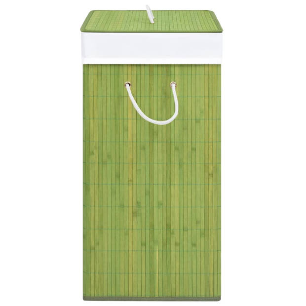 The Living Store Bamboe Wasmand - Rechthoekig - Groen - 43.5 x 33.5 x 65.5 cm - 83 L