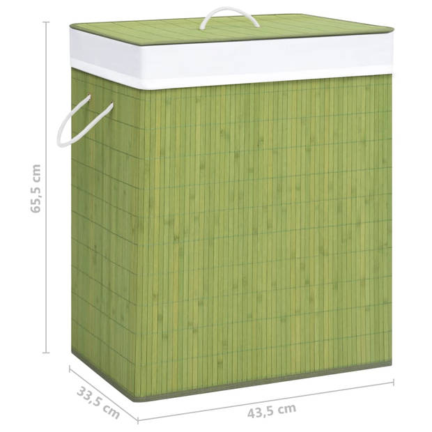 The Living Store Bamboe Wasmand - Rechthoekig - Groen - 43.5 x 33.5 x 65.5 cm - 83 L