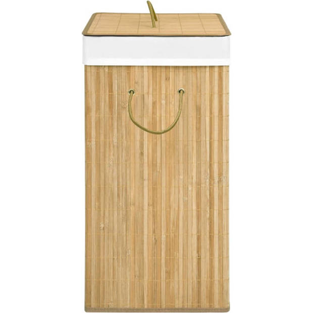 The Living Store Bamboe Wasmand - Rechthoekig - 52 x 32 x 62.5 cm - 100 L - Uitneembare voering