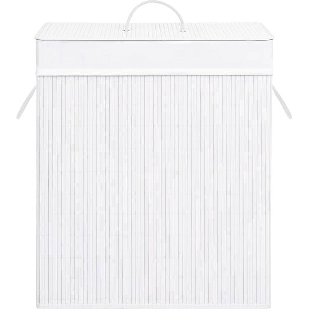 The Living Store Bamboe Wasmand - - Wasmanden - 43.5 x 33.5 x 65.5 cm - Wit