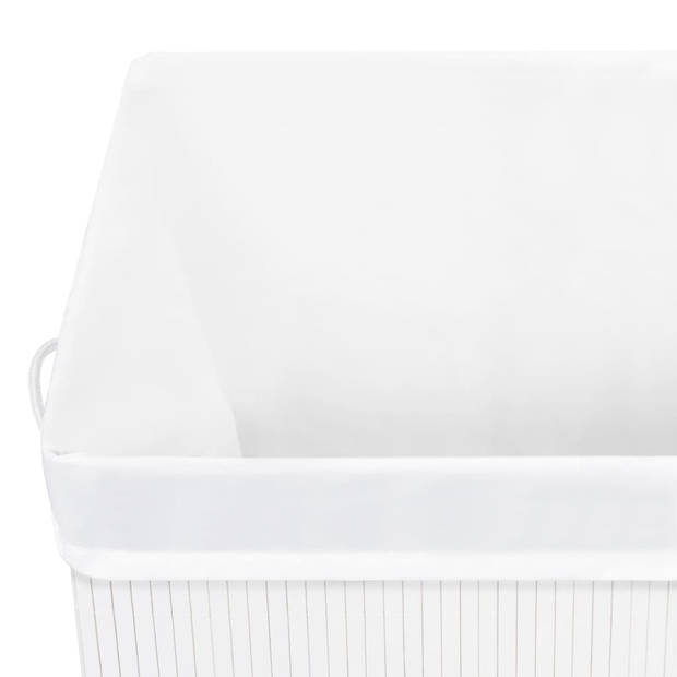 The Living Store Bamboe Wasmand - - Wasmanden - 43.5 x 33.5 x 65.5 cm - Wit