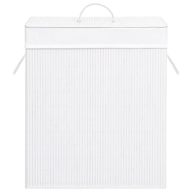 The Living Store Bamboe Wasmand - - Wasmanden - 43.5 x 33.5 x 65.5 cm - Wit