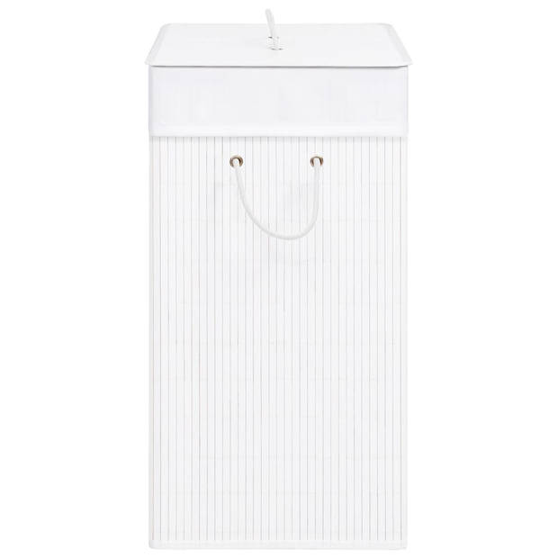 The Living Store Bamboe Wasmand - - Wasmanden - 43.5 x 33.5 x 65.5 cm - Wit