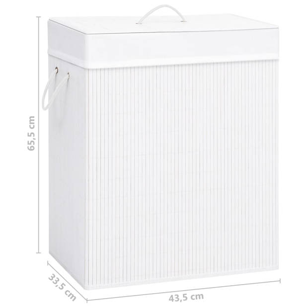 The Living Store Bamboe Wasmand - - Wasmanden - 43.5 x 33.5 x 65.5 cm - Wit