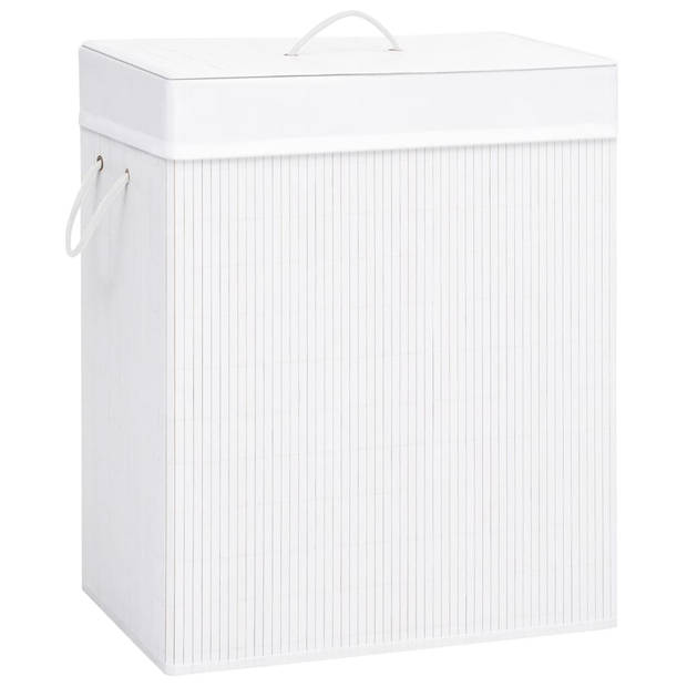 The Living Store Bamboe Wasmand - - Wasmanden - 43.5 x 33.5 x 65.5 cm - Wit