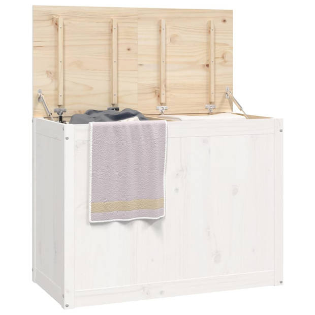 The Living Store Wasmand Massief Grenenhout - 88.5 x 44 x 66 cm - Natuurlijke charme - 2 secties - hydraulische