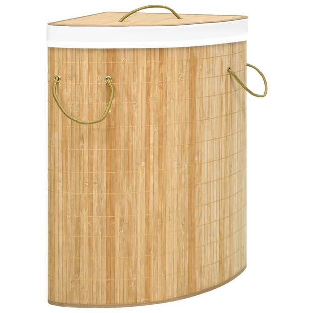 The Living Store Bamboe Hoekwasmand - 52.3 x 37 x 65 cm - 60 L - Uitneembare stoffen voering - Milieuvriendelijk