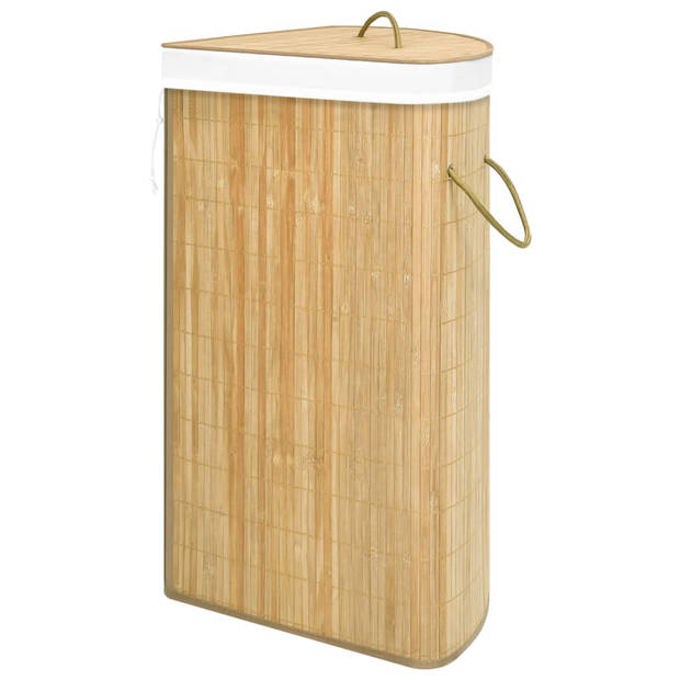 The Living Store Bamboe Hoekwasmand - 52.3 x 37 x 65 cm - 60 L - Uitneembare stoffen voering - Milieuvriendelijk